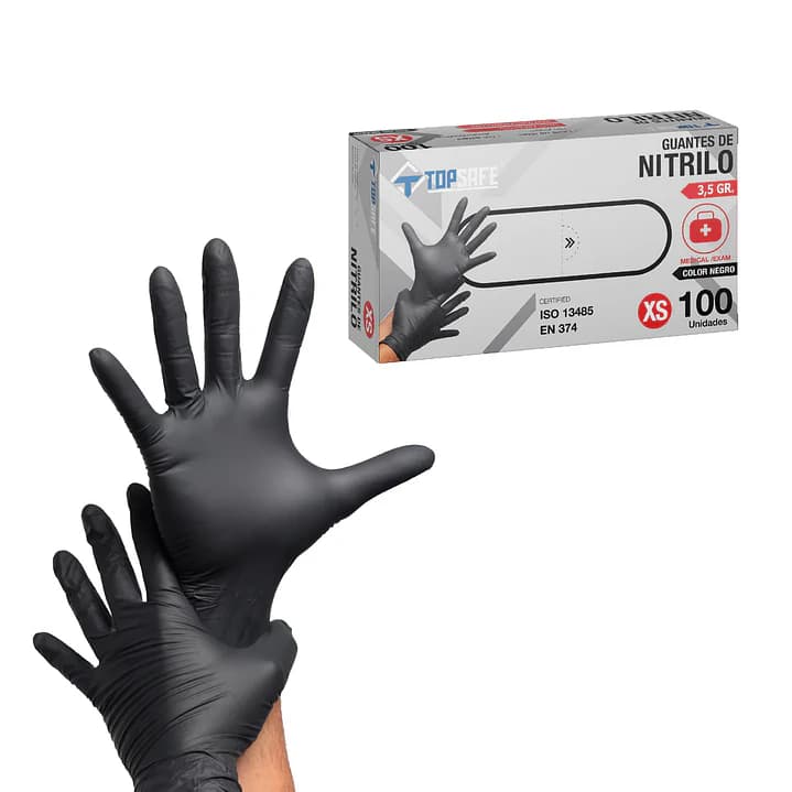 GUANTE DE NITRILO NEGRO DESECHABLE (CAJA)